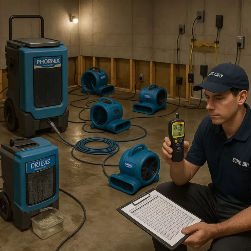 Structural Drying and Dehumidification process in Hampton Falls, NH